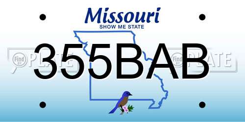 355BAB Missouri License Plate