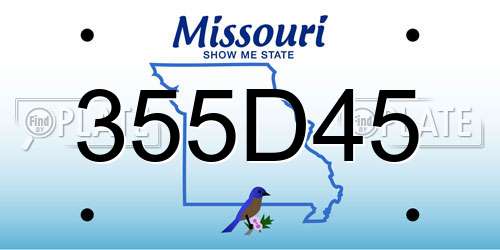 355D45 Missouri License Plate