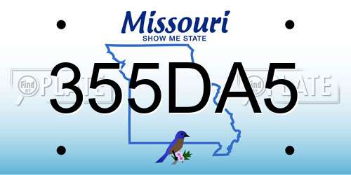 355DA5 Missouri License Plate