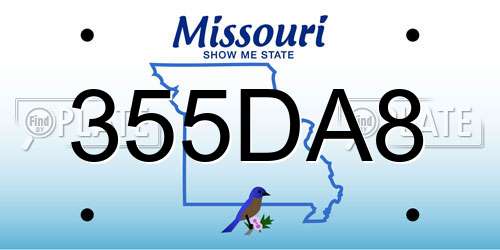 355DA8 Missouri License Plate