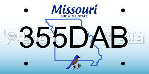 355DAB Missouri License Plate