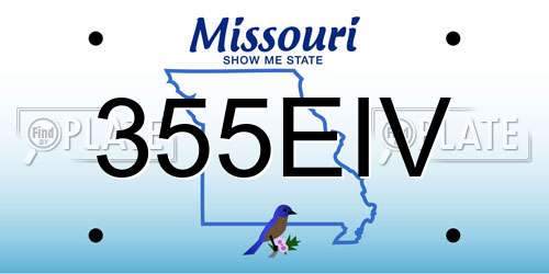 355EIV Missouri License Plate