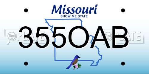 355OAB Missouri License Plate