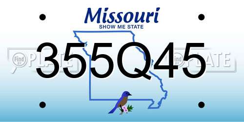355Q45 Missouri License Plate