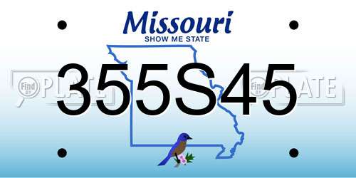 355S45 Missouri License Plate