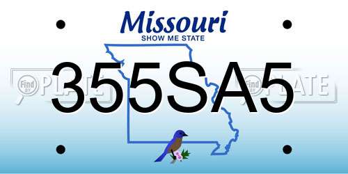 355SA5 Missouri License Plate