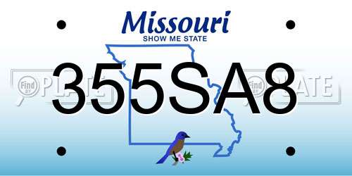 355SA8 Missouri License Plate