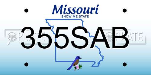 355SAB Missouri License Plate