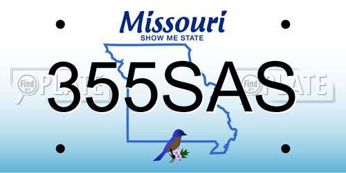 355SAS Missouri License Plate