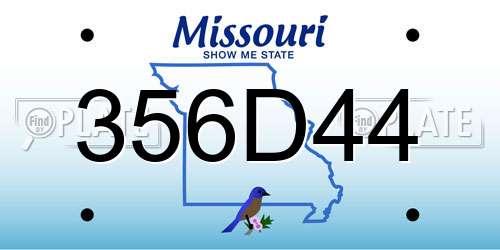 356D44 Missouri License Plate