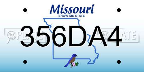 356DA4 Missouri License Plate