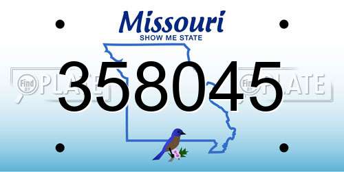 358045 Missouri License Plate