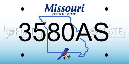 3580AS Missouri License Plate