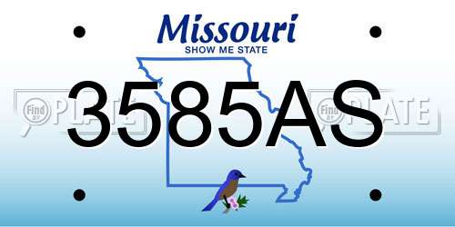 3585AS Missouri License Plate