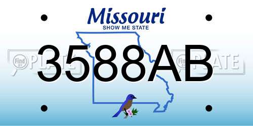 3588AB Missouri License Plate