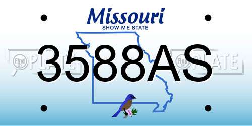 3588AS Missouri License Plate