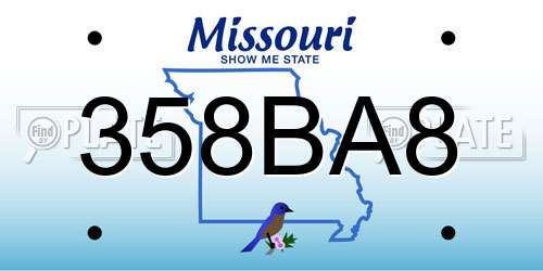 358BA8 Missouri License Plate