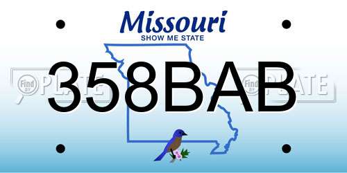 358BAB Missouri License Plate