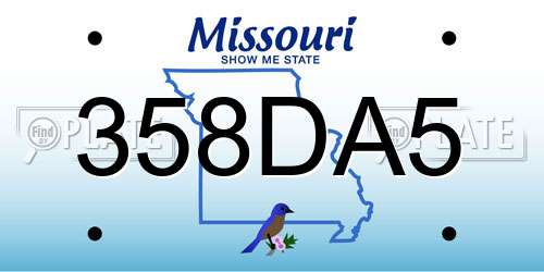 358DA5 Missouri License Plate