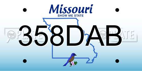 358DAB Missouri License Plate