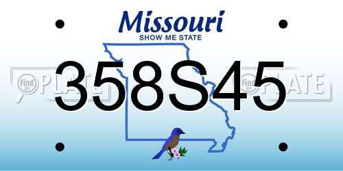 358S45 Missouri License Plate