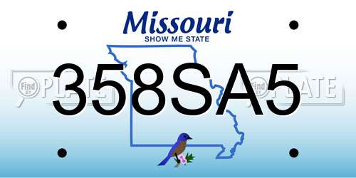 358SA5 Missouri License Plate
