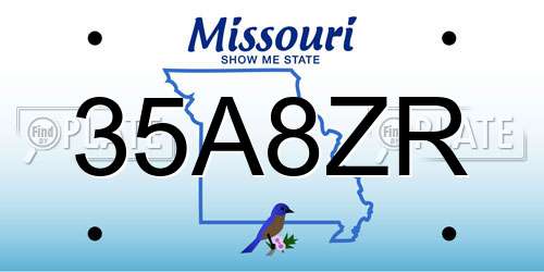 35A8ZR Missouri License Plate