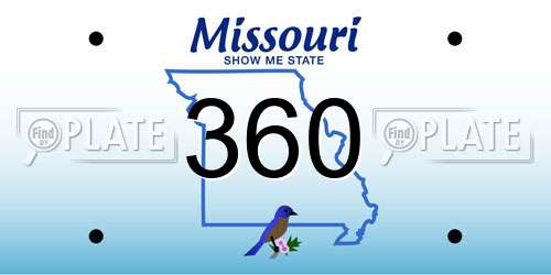 360 Missouri License Plate