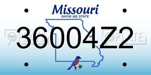 36004Z2 Missouri License Plate
