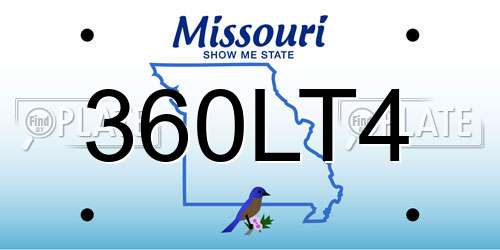 360LT4 Missouri License Plate