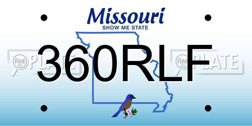 360RLF Missouri License Plate