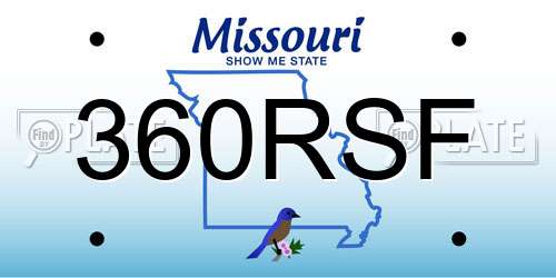 360RSF Missouri License Plate