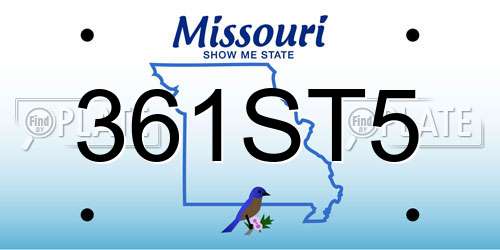 361ST5 Missouri License Plate