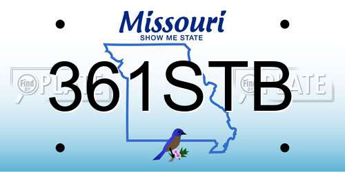 361STB Missouri License Plate