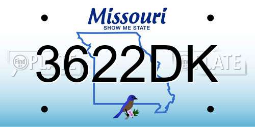 3622DK Missouri License Plate