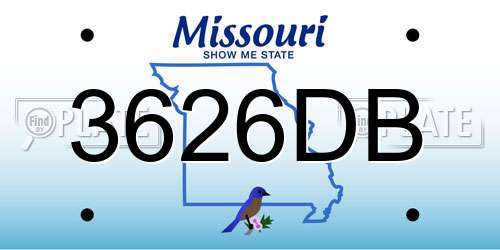 3626DB Missouri License Plate