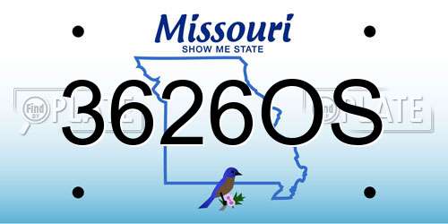 3626OS Missouri License Plate
