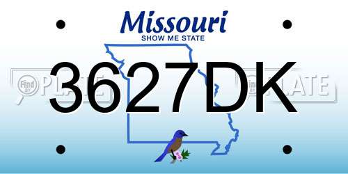 3627DK Missouri License Plate