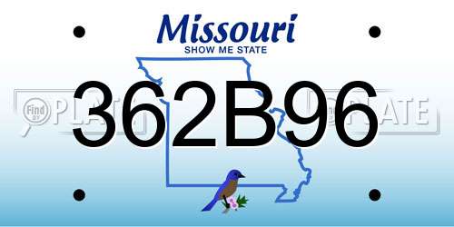 362B96 Missouri License Plate
