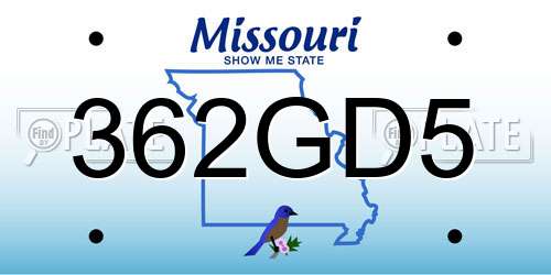 362GD5 Missouri License Plate