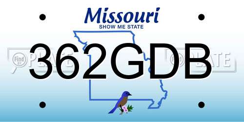 362GDB Missouri License Plate