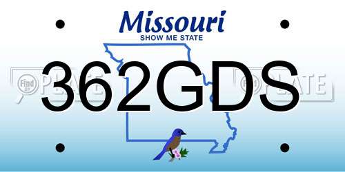 362GDS Missouri License Plate