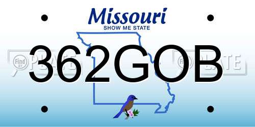 362GOB Missouri License Plate