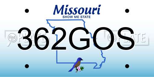 362GOS Missouri License Plate