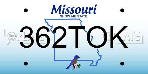 362TOK Missouri License Plate
