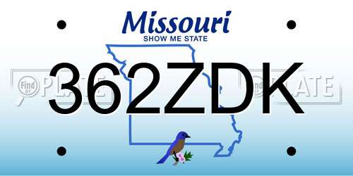362ZDK Missouri License Plate
