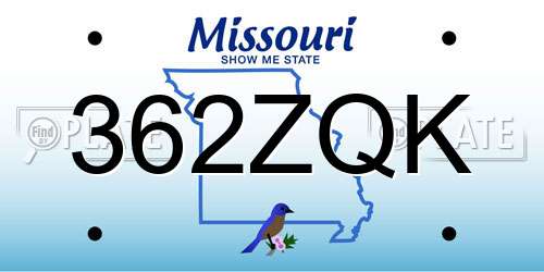 362ZQK Missouri License Plate