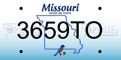 3659TO Missouri License Plate