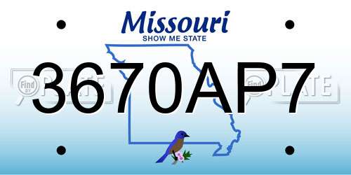 3670AP7 Missouri License Plate