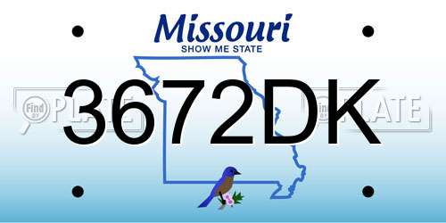 3672DK Missouri License Plate